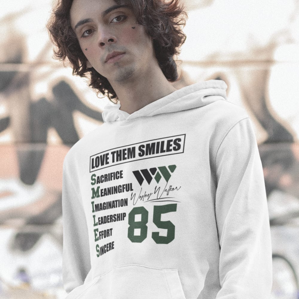 Love Them Smiles by Wesley Walker Men's Hoodie, Green in Dark Logo