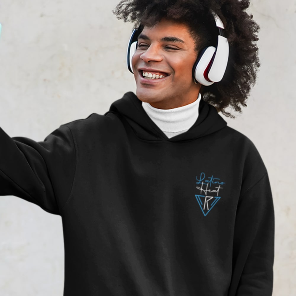 Latino Heat II by Rodolfo Velasquez Men's Hoodie, Light Mini Logo