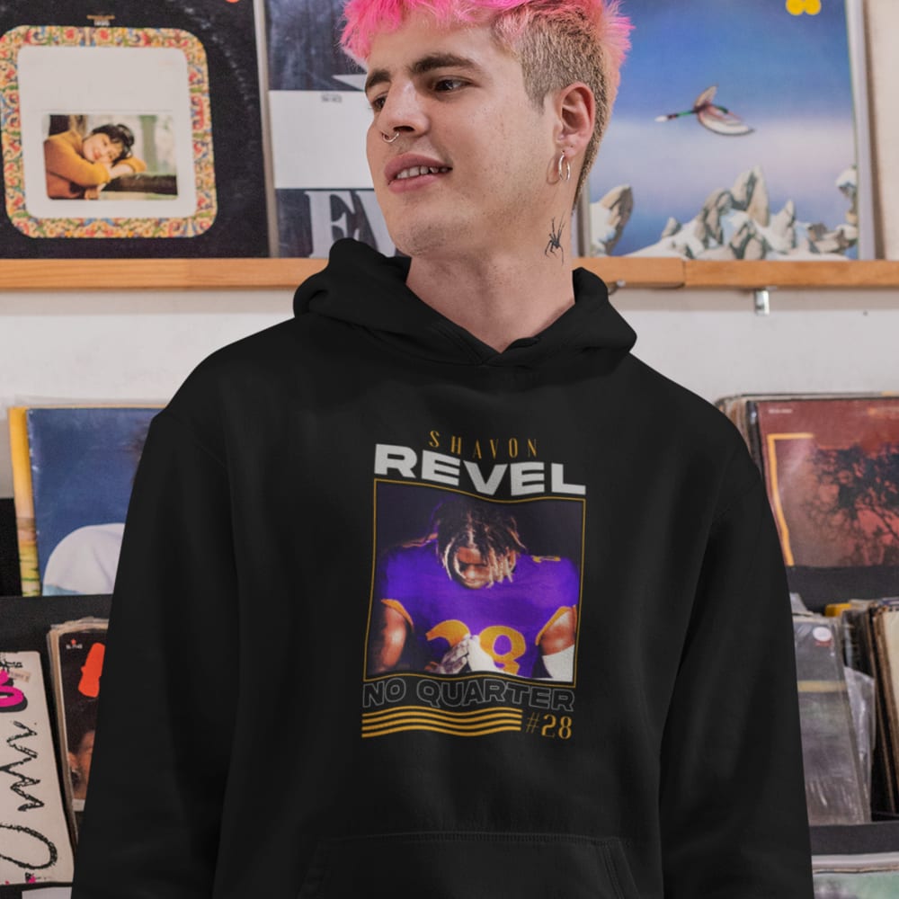 NO QUARTER #28 Shavon Revel Hoodie, White Logo