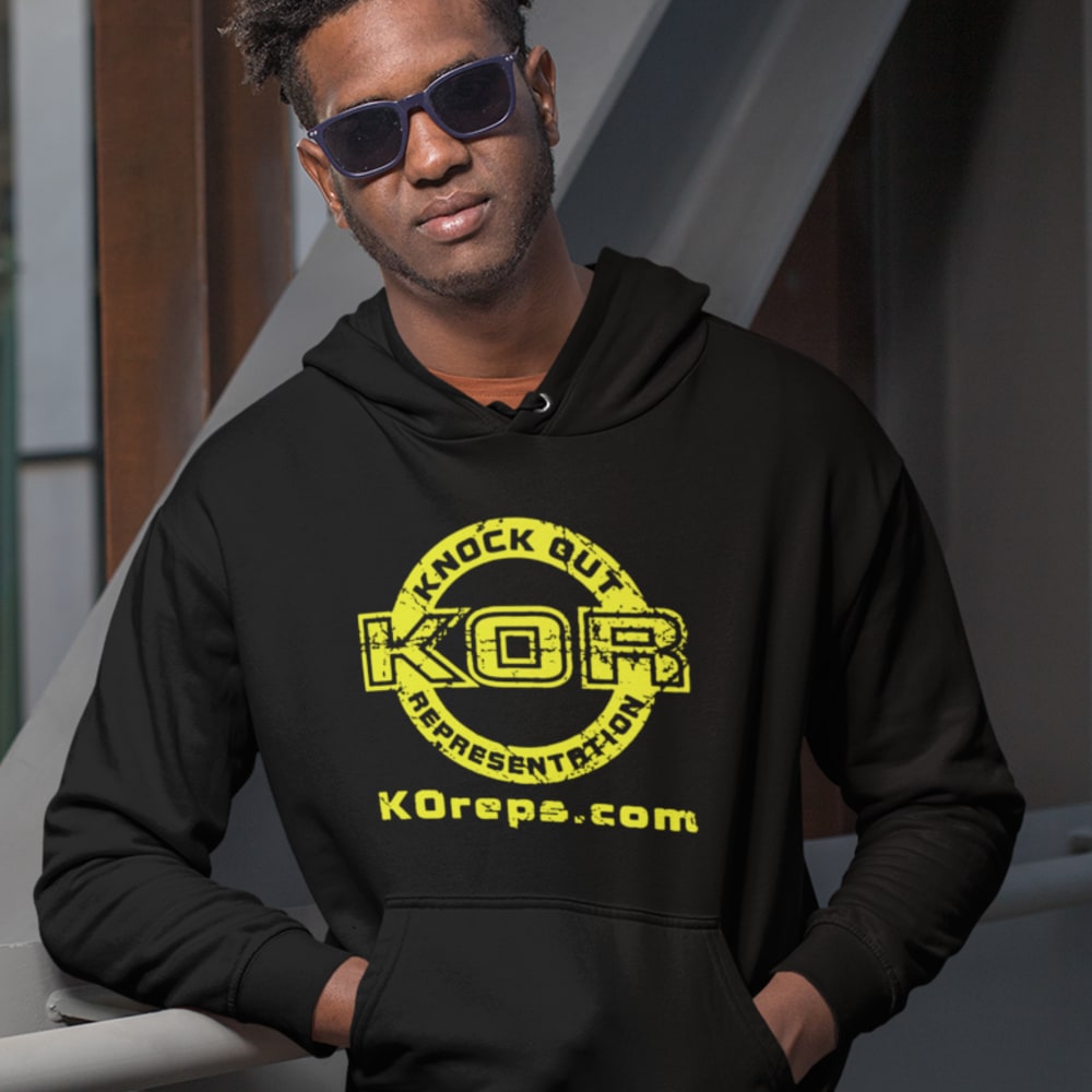 Knock Out KOR by KOreps Unisex Hoodie, Yellow Logo