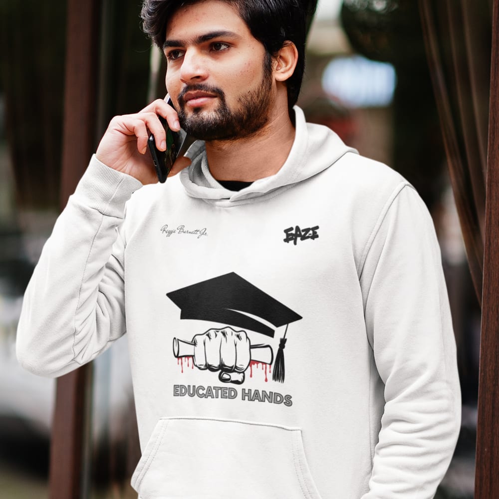 Limited Edition Signed Educated Hands by Reggie Barnett Hoodie, Dark Logo