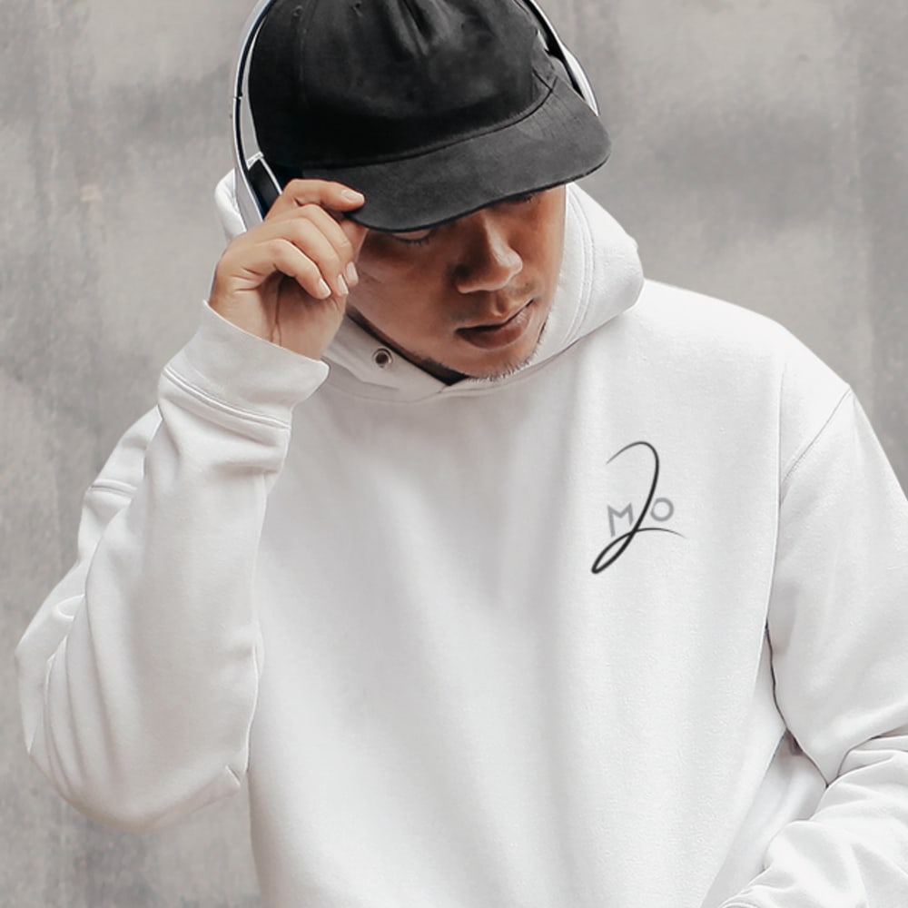 "MO2" by Mo Mohamed Hoodie, Black Logo