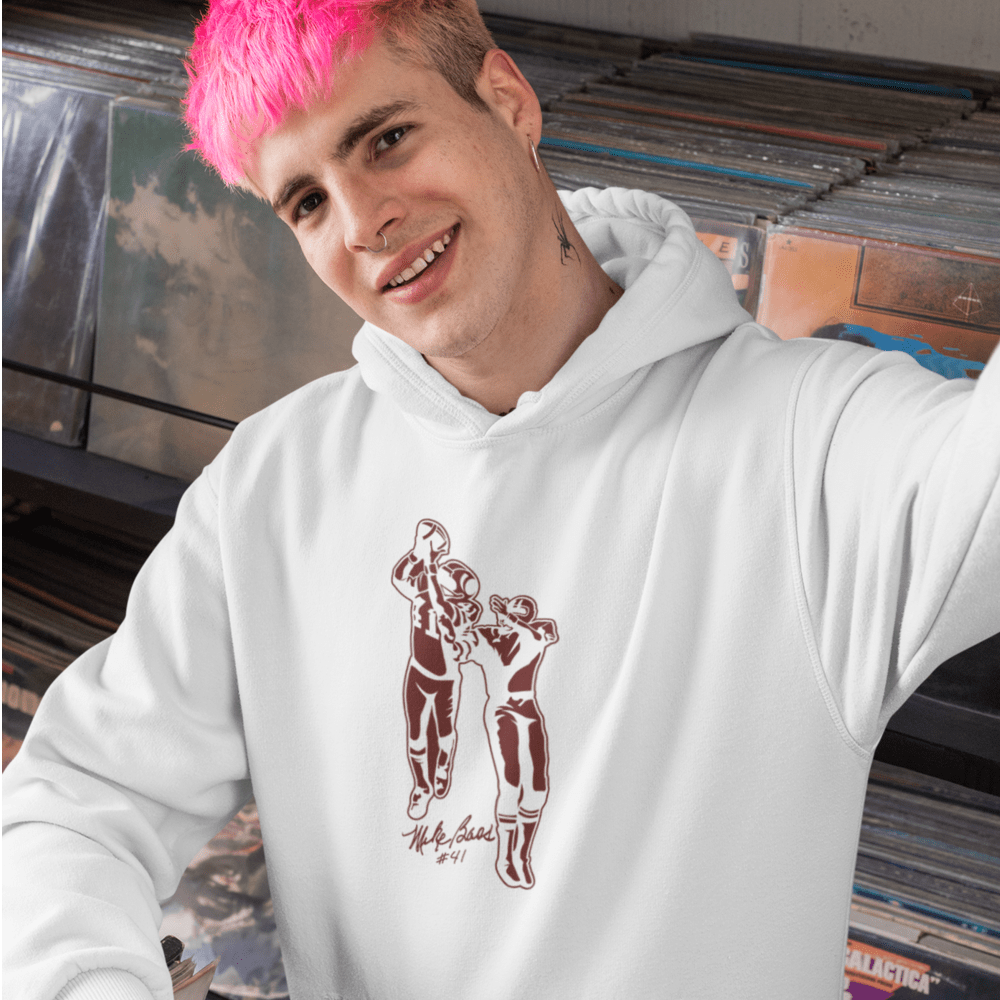 "Interception" by Mike Bass Hoodie, Burgundy Logo