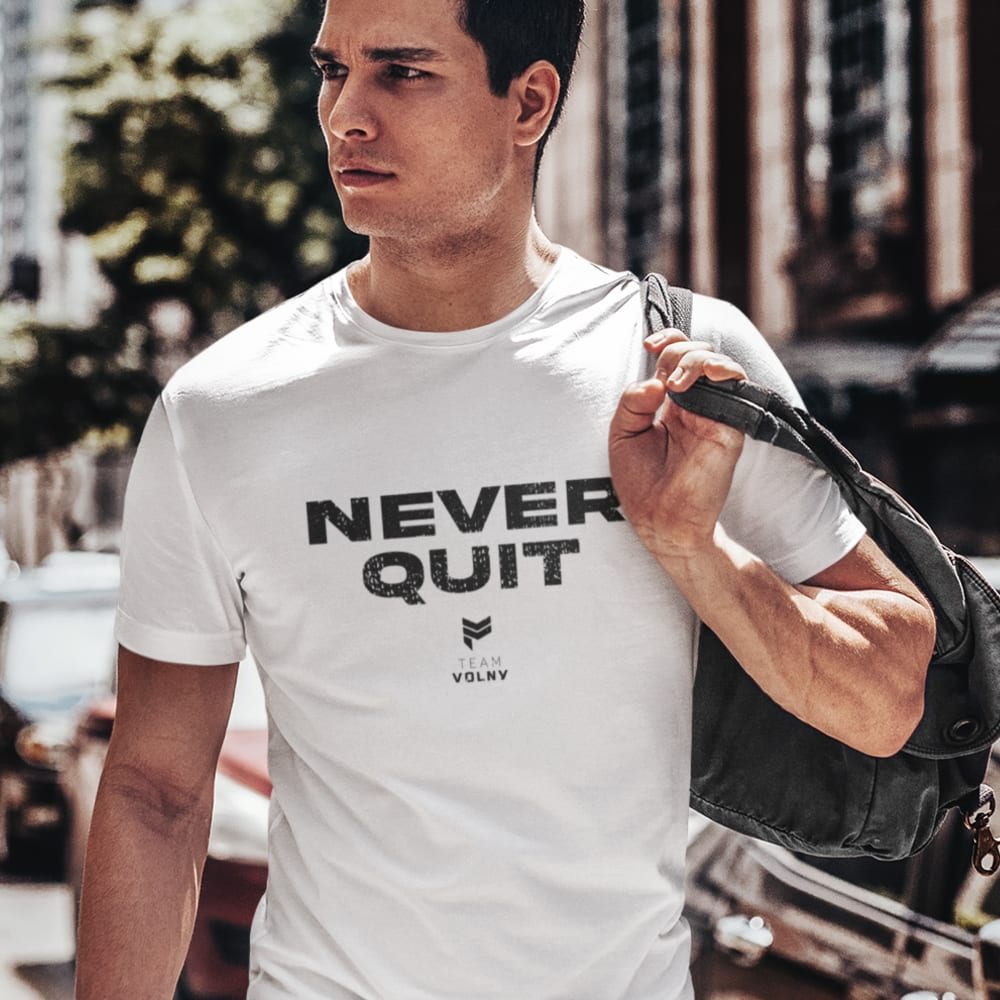 Never Quit by Patrice Volny, T-Shirt, Black Logo