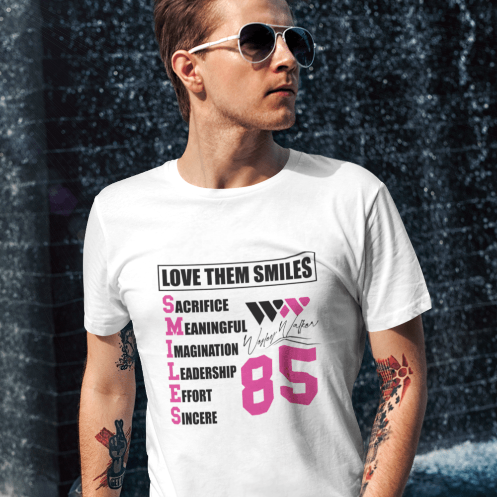 Love Them Smiles by Wesley Walker Men's T-Shirt, Pink in Dark Logo