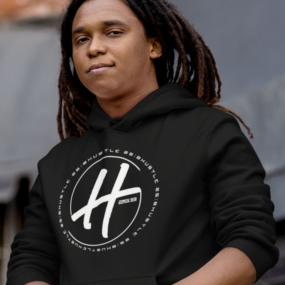Hustle 25/8 by Craig Rucker Unisex Hoodie, White Logo