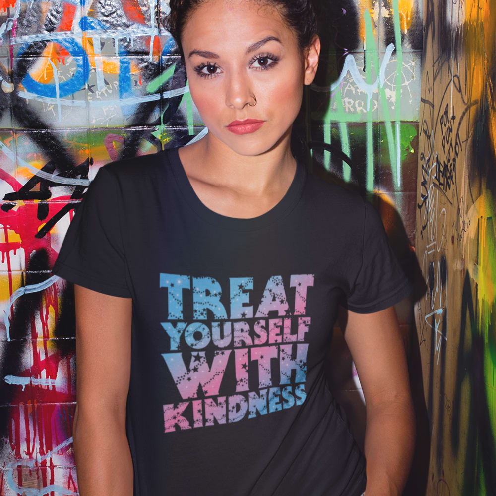 Treat Yourself With Kindness by Val Whiting Unisex T-Shirt, Light Logo
