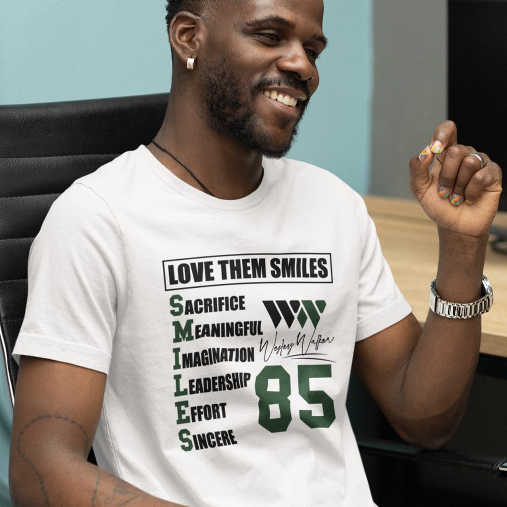 Love Them Smiles by Wesley Walker Men's T-Shirt, Green in Dark Logo