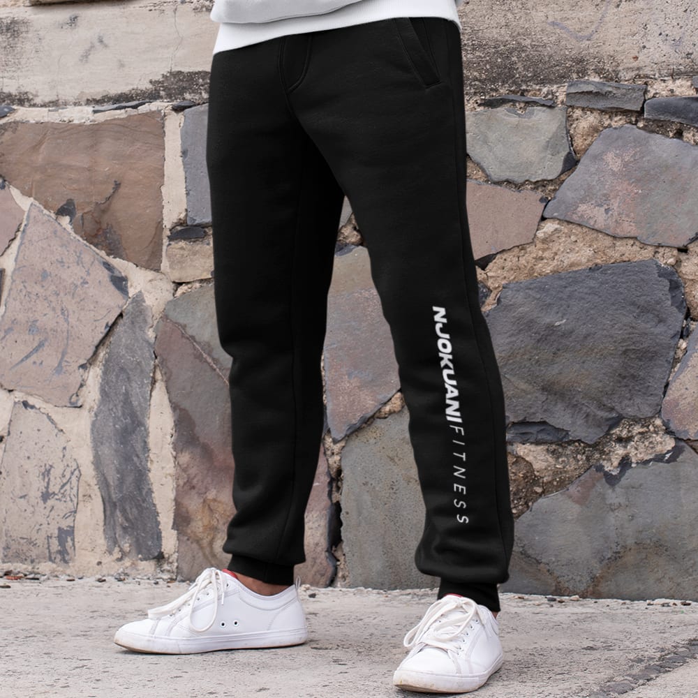 Njokuani Fit, Men's Joggers, White Logo
