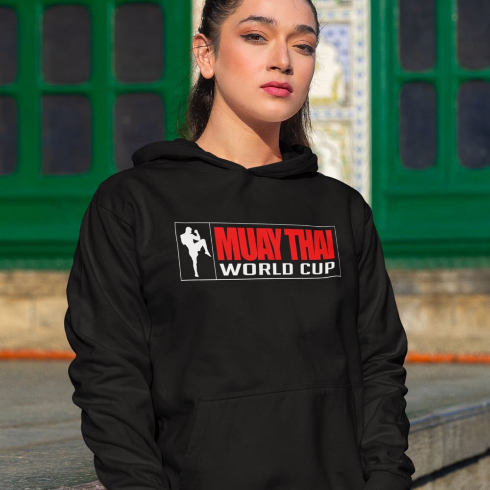 Muay Thai World Cup Women's Hoodie, White & Red Logo
