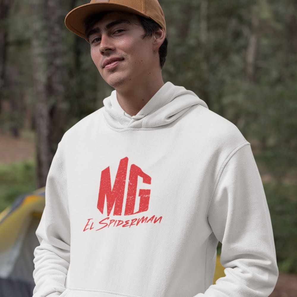 "EL Spiderman" by Michael Gianino Men's Hoodie, Red Logo