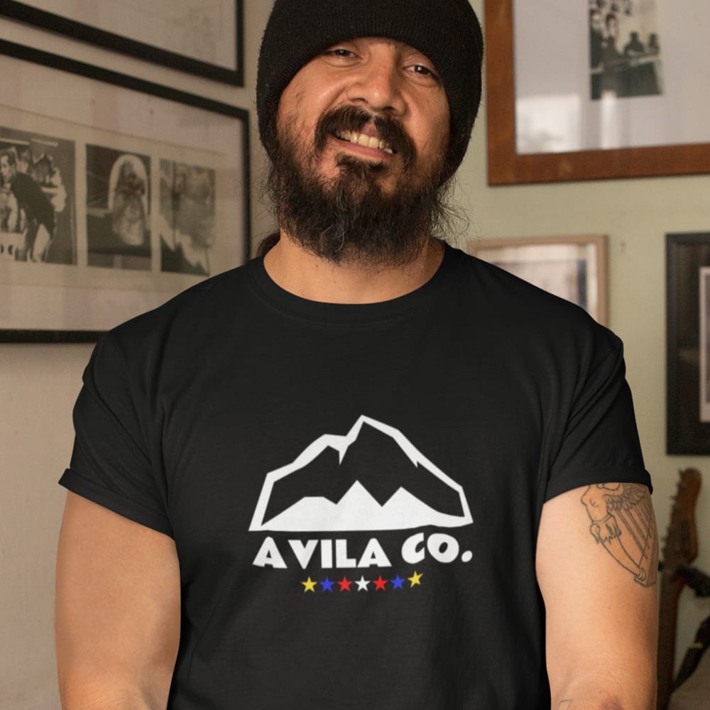 AVILA CO. by Guillermo Granier Men's T-Shirt, White Colored Stars Logo