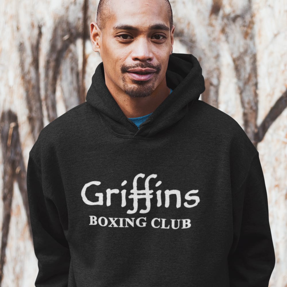 Griffins Boxing Club Text Men’s Hoodie, White Logo