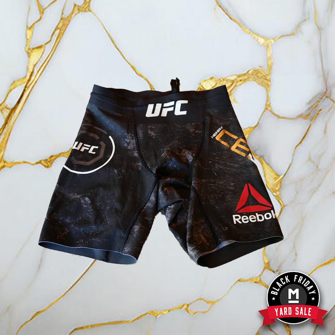 Henry Cejudo Victory Fight Worn UFC Shorts, Black and Gold