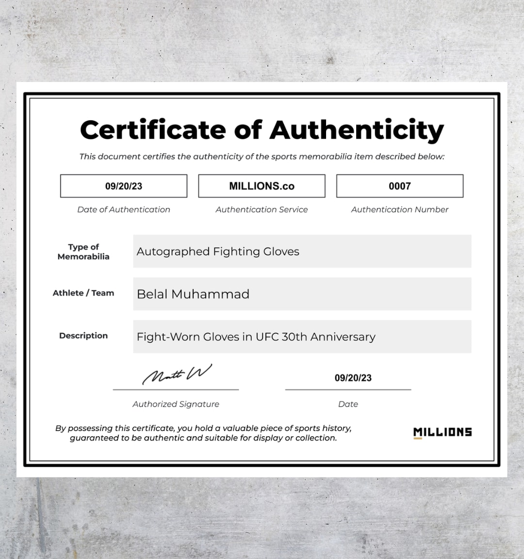 Belal Muhammad Autographed UFC 30th Anniversary Fight-Worn Gloves