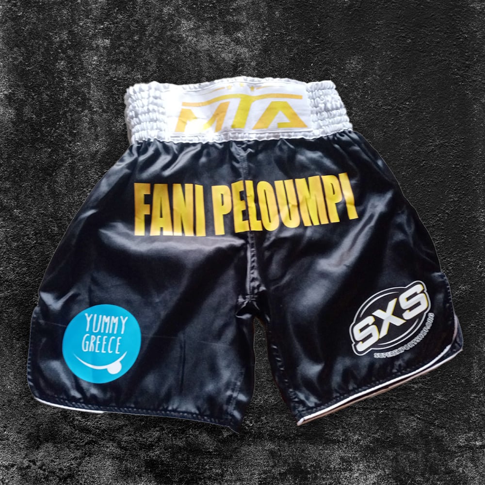 FANI PELOUMPI FIGHT WORN BKFC SHORTS
