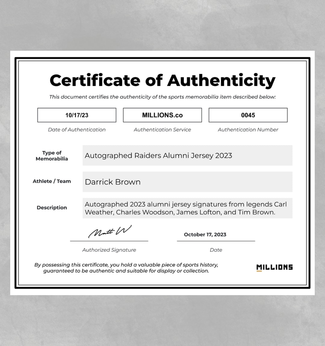 Autographed Raiders Alumni Jersey 2023 - Starting at $500