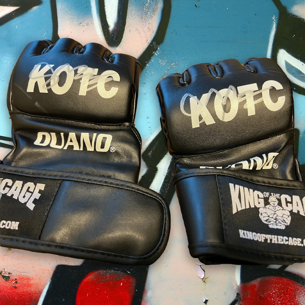 King of The Cage MMA Gloves, Fight Worn & Signed by Johnny "Kid Kvenbo" Muñoz