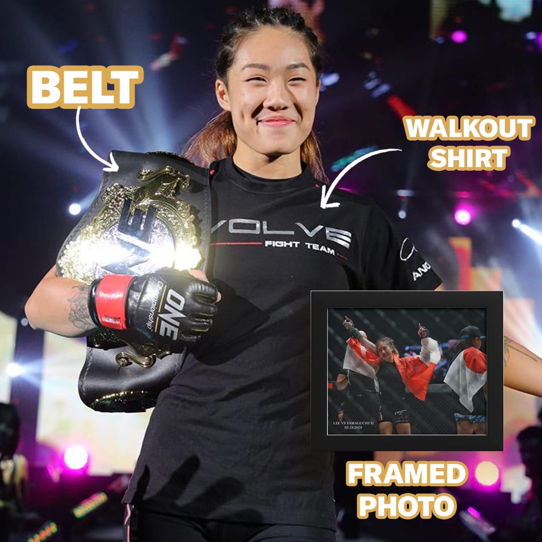 Angela Lee Signed World Championship Belt, Walkout Shirt and Framed Photo