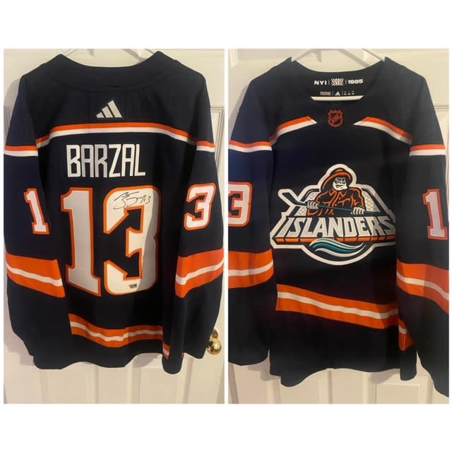 Autographed Matt Barzal New York Islanders Jersey (Reverse Retro 2.0 - Fisherman Logo)