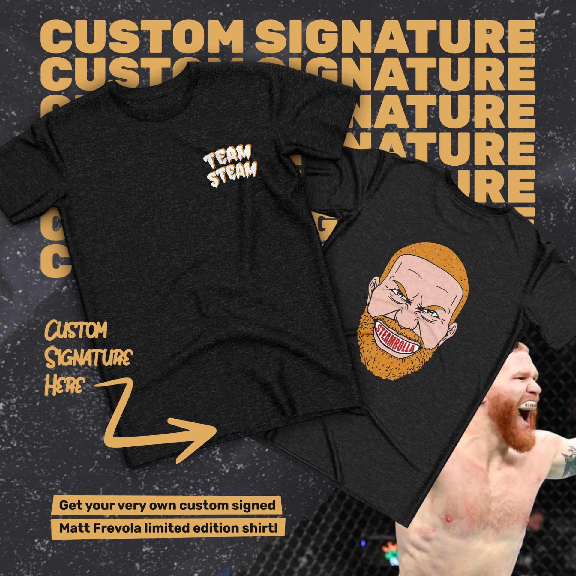 Official Team Steam Big Head Merchandise Signed by Matt "Steamrolla" Frevola