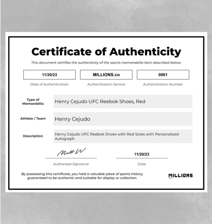 Henry Cejudo UFC Reebok Shoes, Red