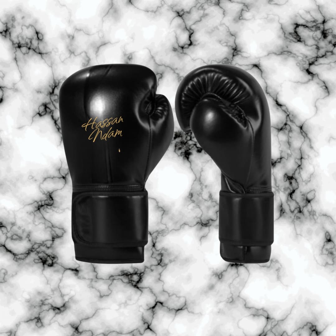 Hassan Ndam Autographed Boxing Gloves