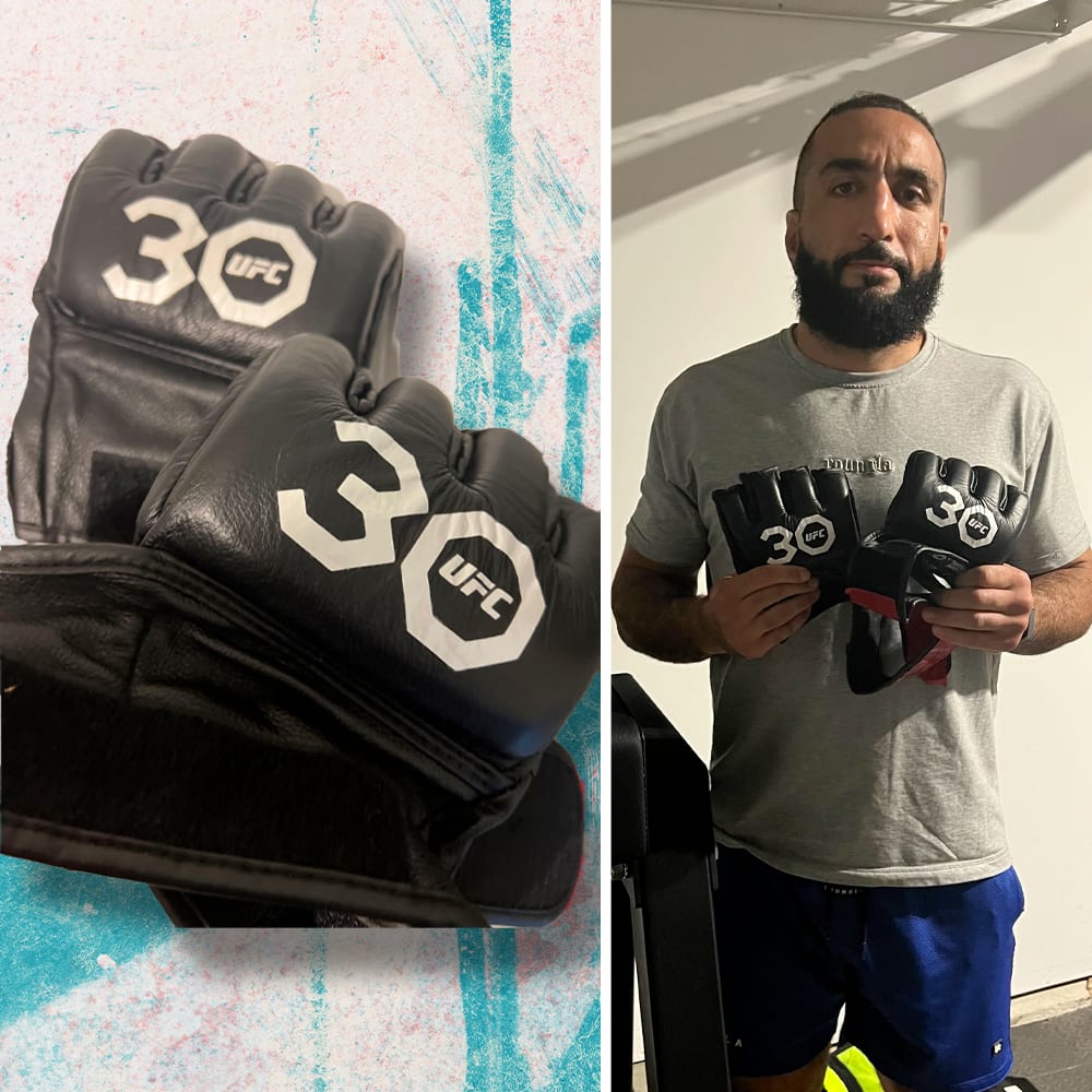 Belal Muhammad Autographed UFC 30th Anniversary Fight-Worn Gloves