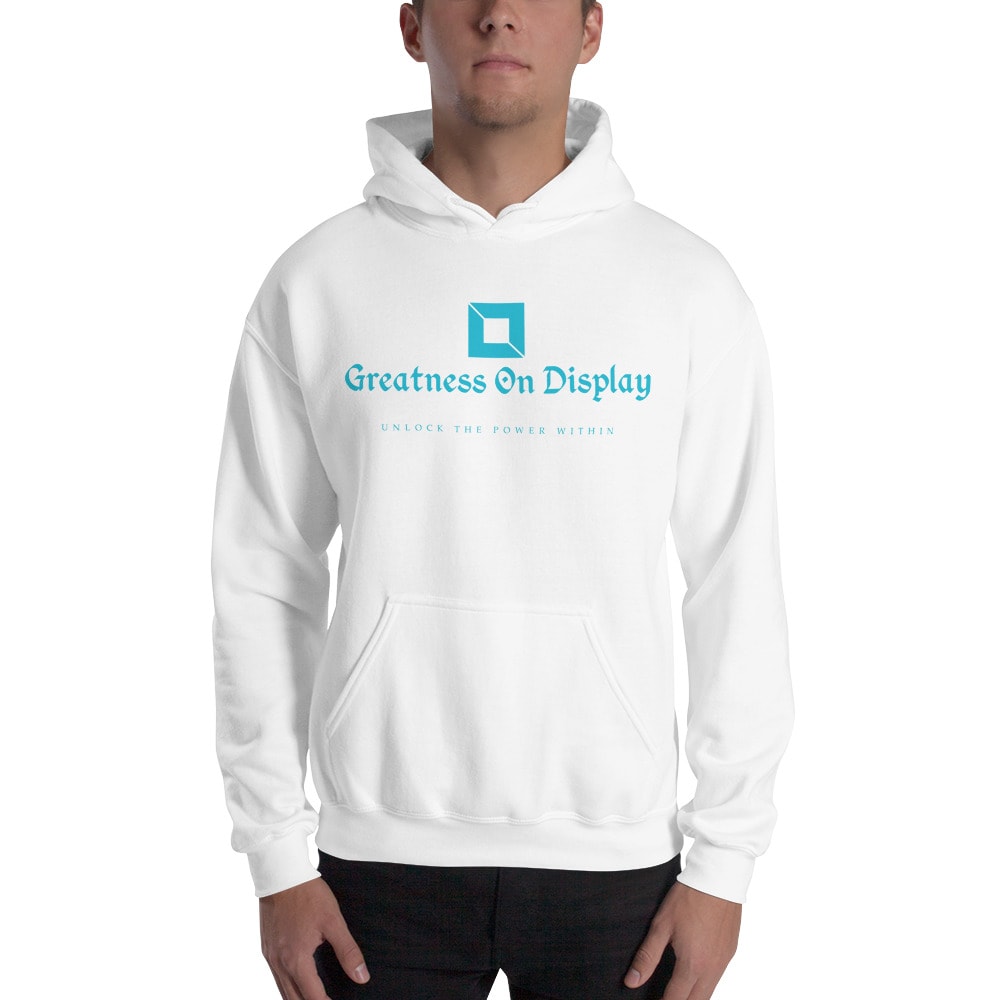 Greatness on Display Unlock the Power Within Hoodie, Teal Logo