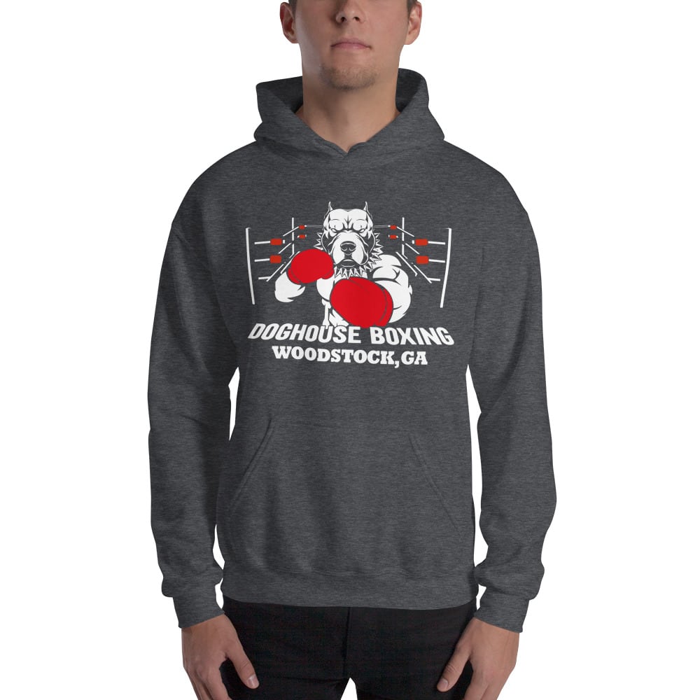 "Doghouse Boxing" by Dog House Boxing and Fitness Hoodie, White Logo