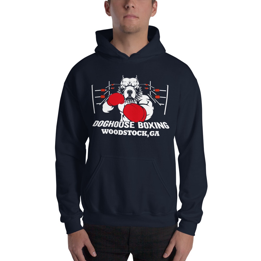 "Doghouse Boxing" by Dog House Boxing and Fitness Hoodie, White Logo