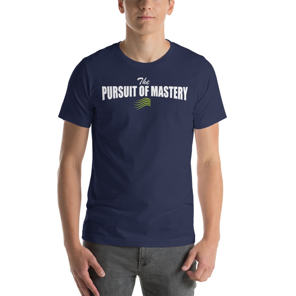 The Pursuit of Mastery inspo Peggy Maerz Men's T-Shirt, White Logo Logo