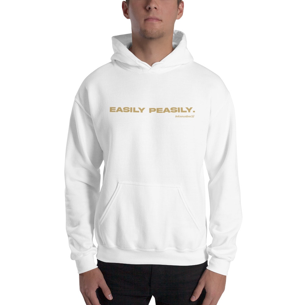 "Easily Peasily" Beknowntone by Anthony Mathis Unisex Hoodie, Cream Logo