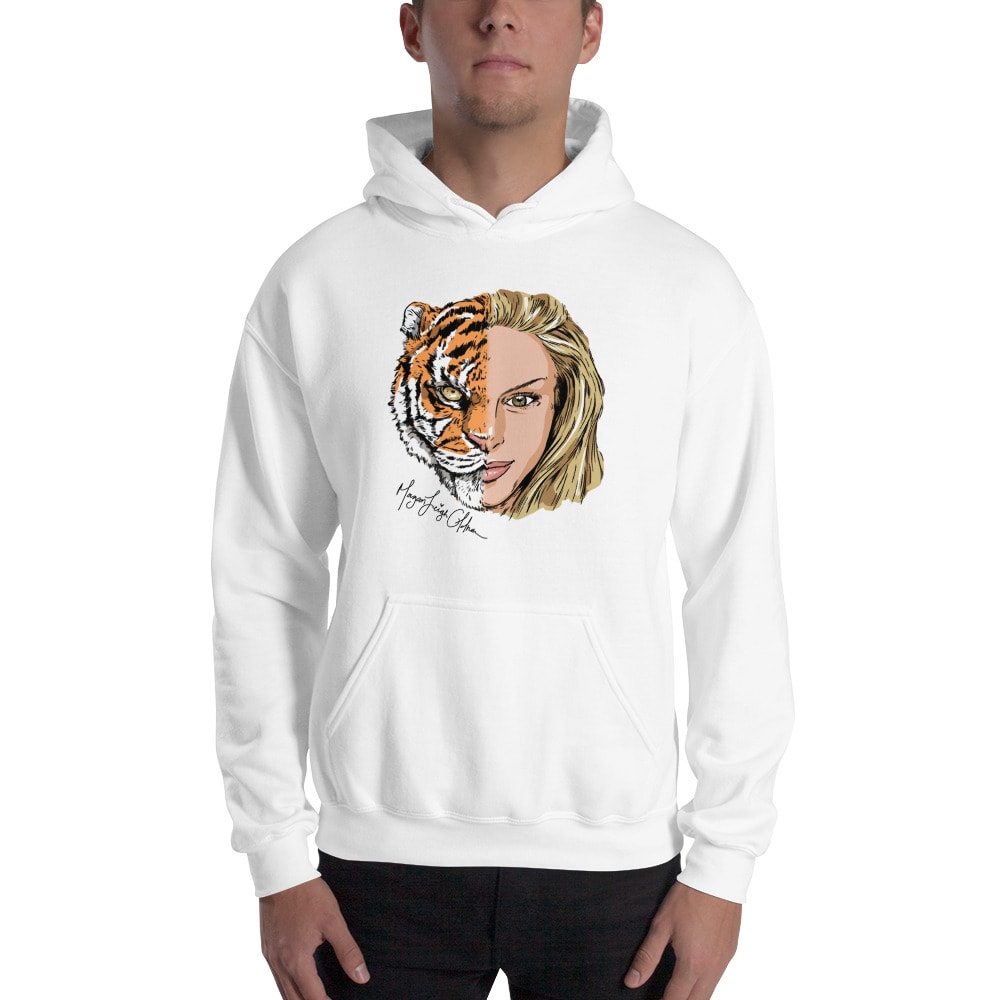 Half Tiger Half Face Morgan Leigh Oldham Hoodie, Black Logo