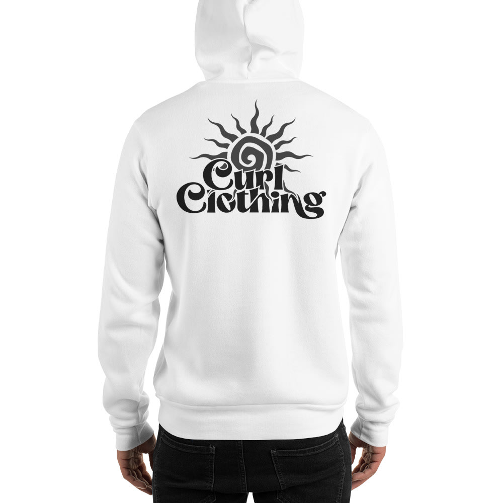 "Curl Clothing Sun" by Ryan Faulks Hoodie, Black Logo