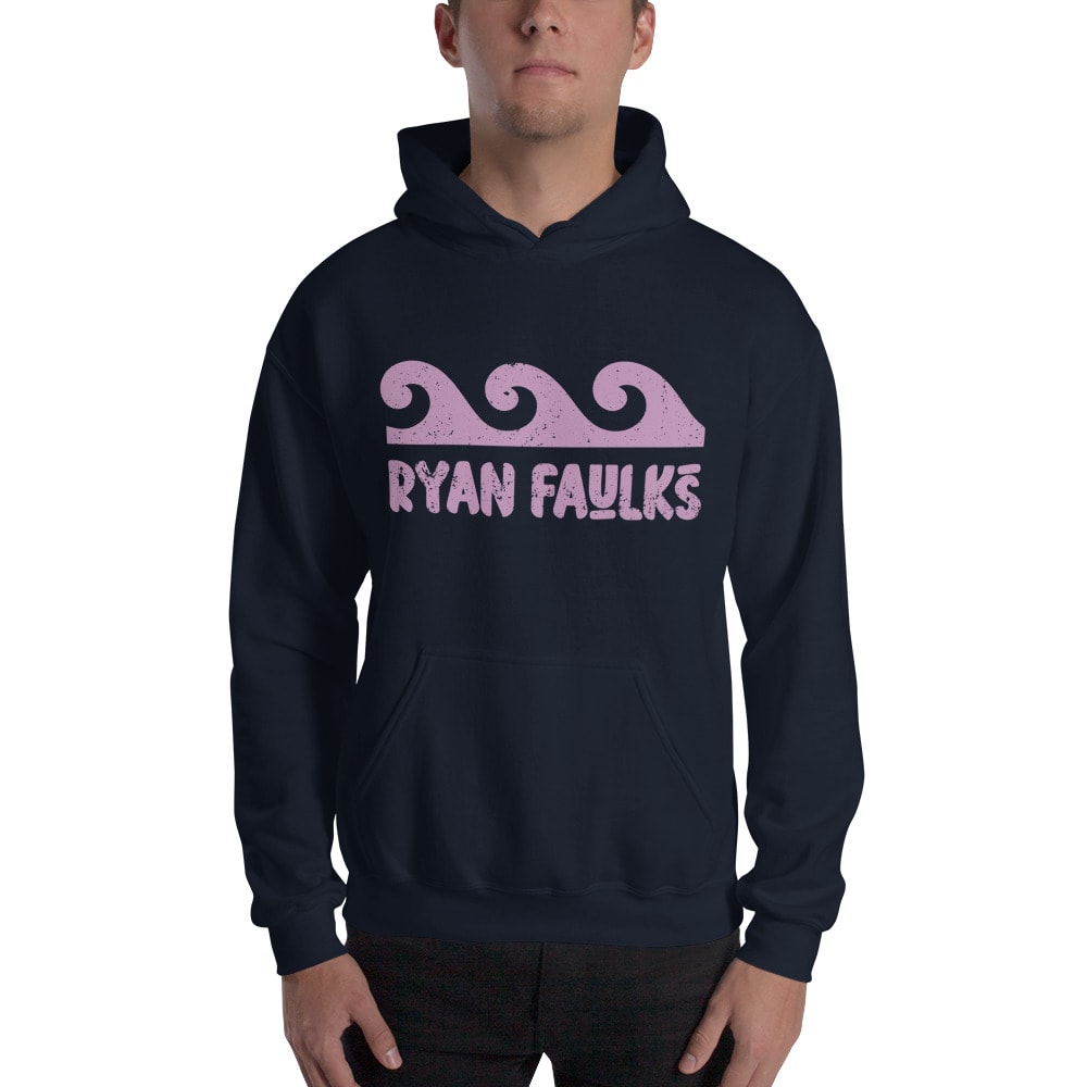 "Curl Clothing Wave" by Ryan Faulks Hoodie, Dark Pink Logo