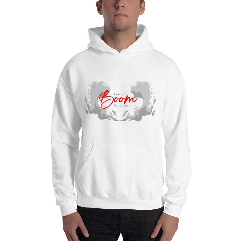 "Boom" by Comari Hawkins Hoodie, Dark Logo