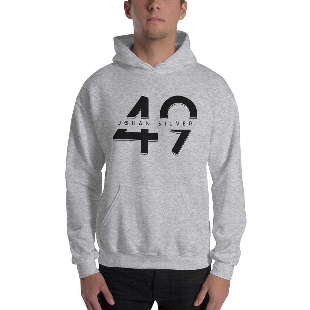 "49" by Johan Silver Hoodie, Dark Logo