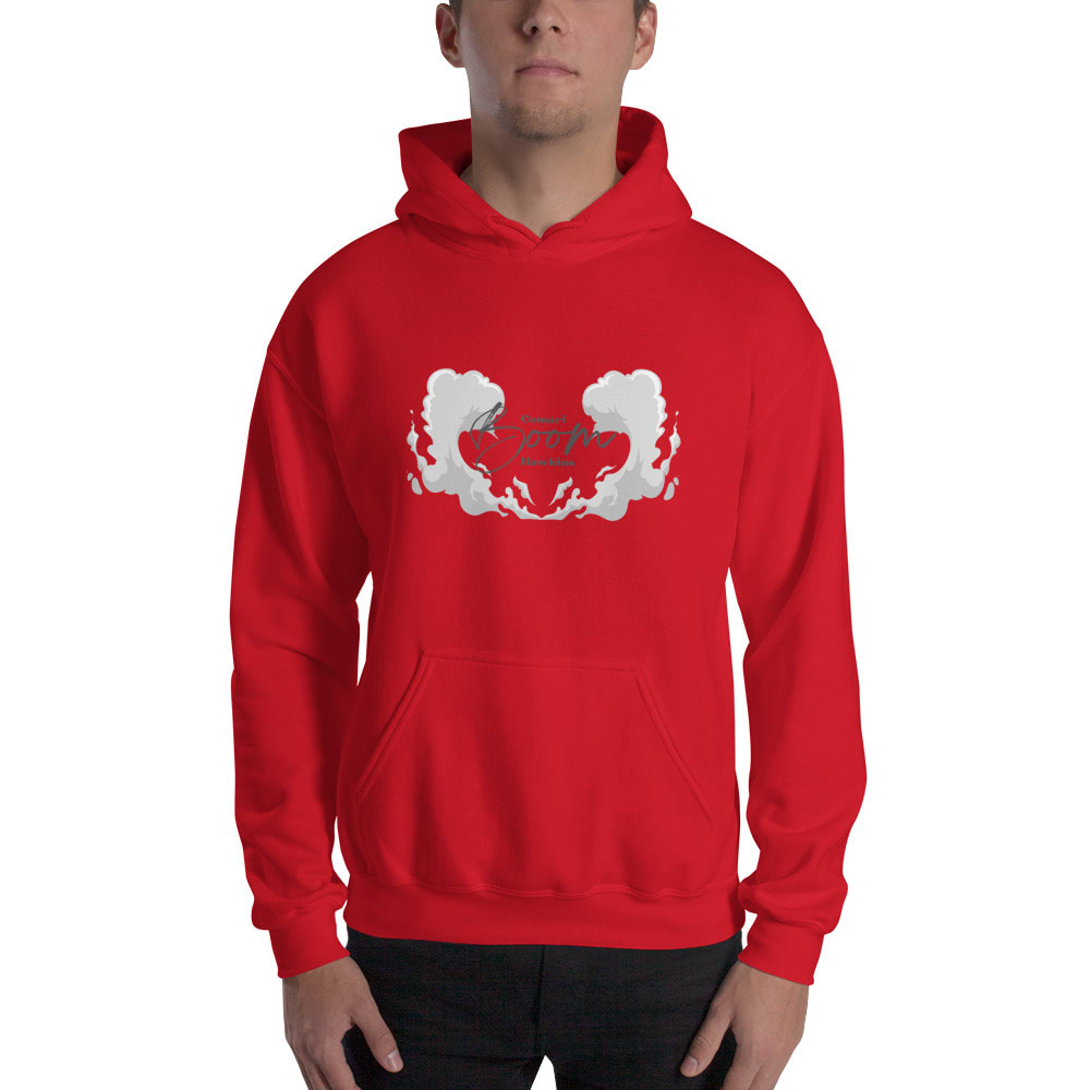 "Boom" by Comari Hawkins Hoodie, Red Logo
