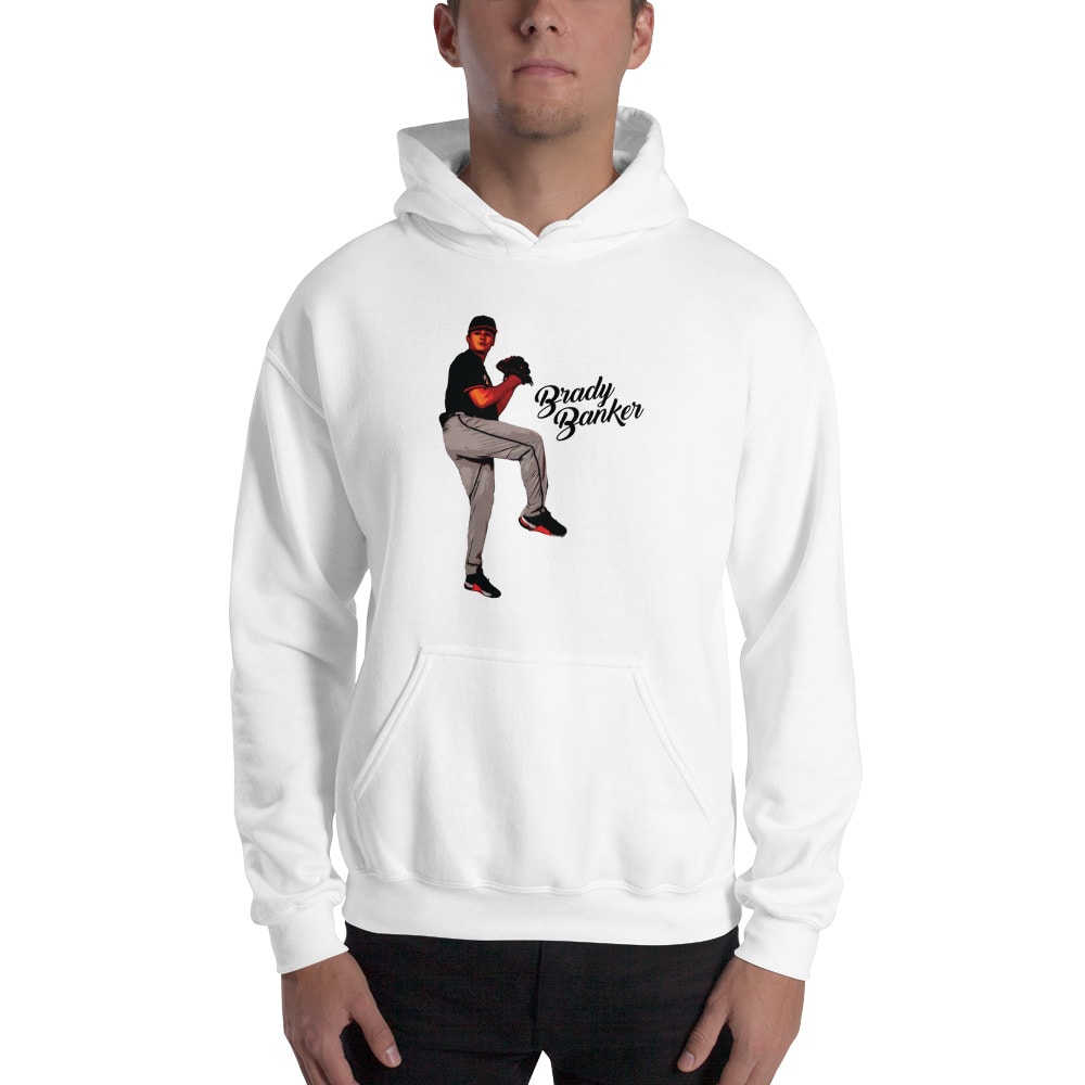 "Pitching" by Brady Banker Hoodie, Black Logo
