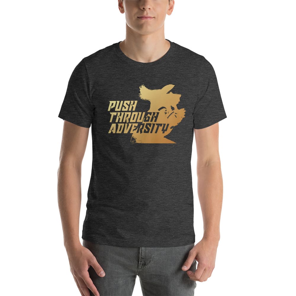Push Through Adversity Kyle Martin T-Shirt, Gold Logo