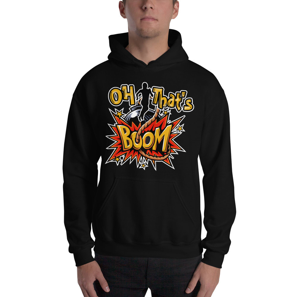 Oh That's Boom by Comari Hawkin Hoodie, White Logo