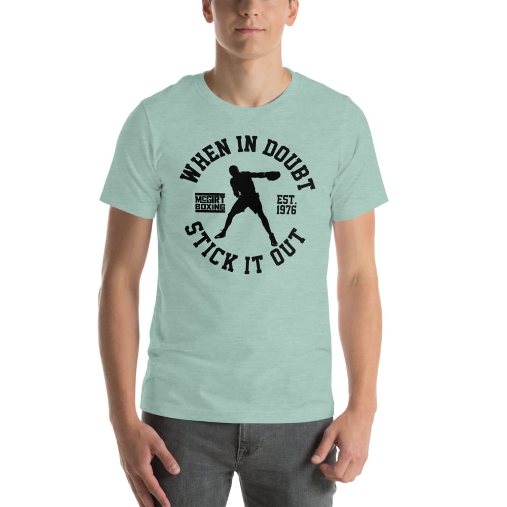 "When in Doubt Stick it out" Mcgirt Boxing Statement, Men's T-shirt, All Black Logo