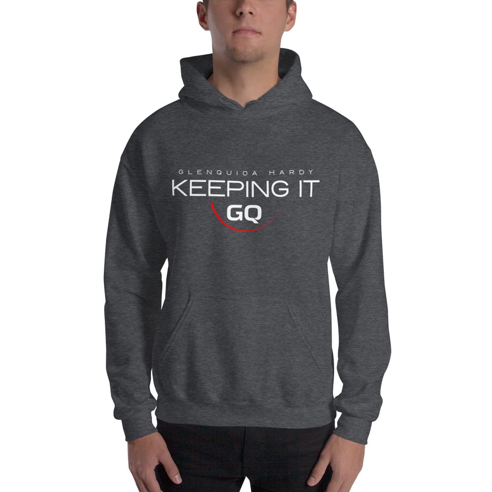 "Keeping It GQ" by Glenquioa Hardy Hoodie, White Logo