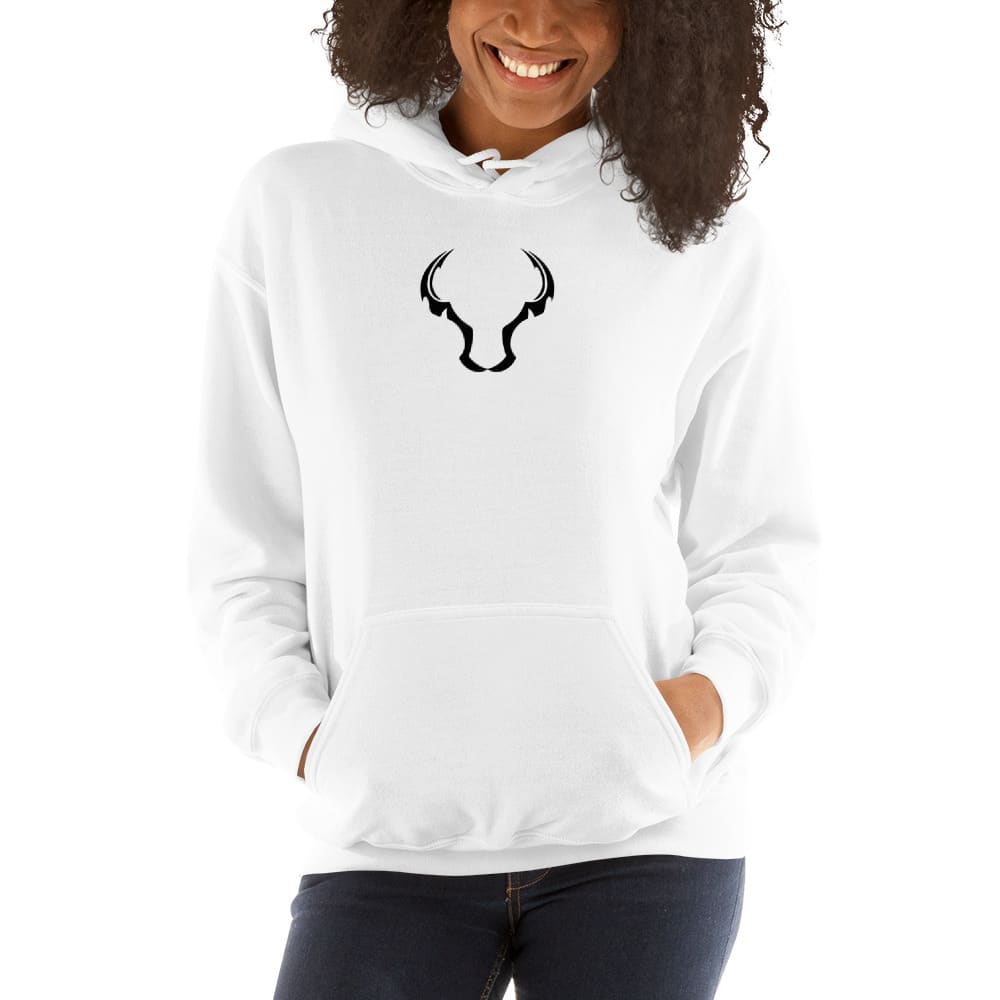 BULLISTIC Women's Hoodie, Black Bull Head, Small Centered Logo