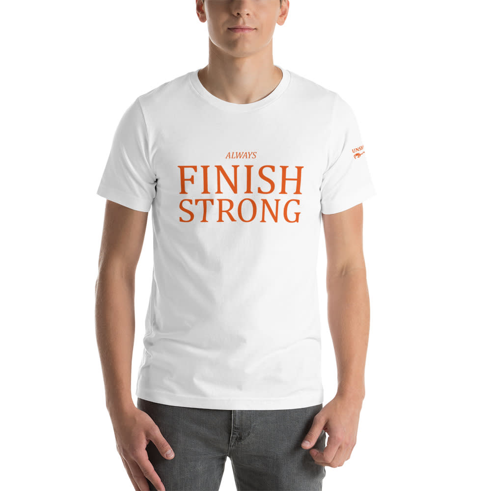"Always Finish Strong" by Brad Cousino Men's Shirt, Orange Logo
