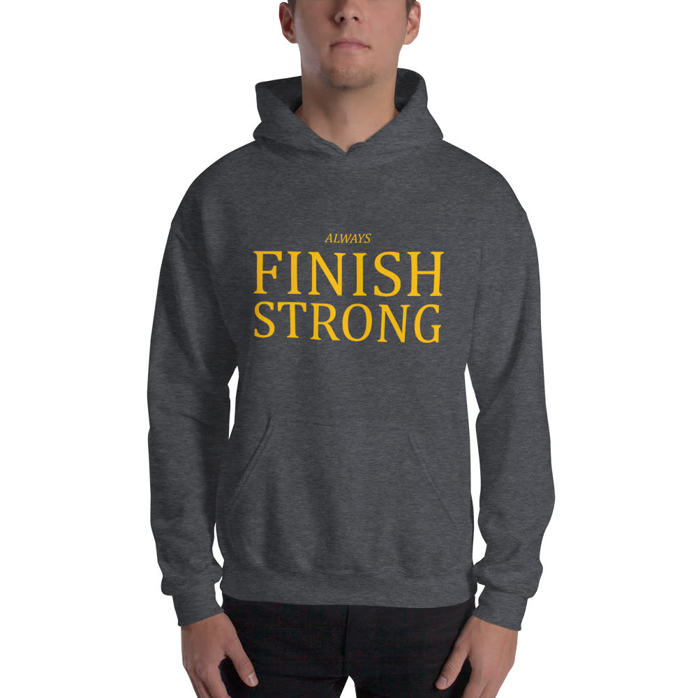 "Always Finish Strong" by Brad Cousino Hoodie, Yellow Logo