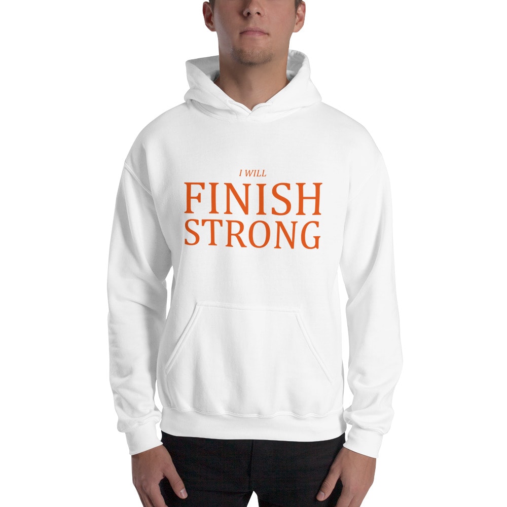 "I Will Finish Strong" by Brad Cousino Hoodie, Orange Logo