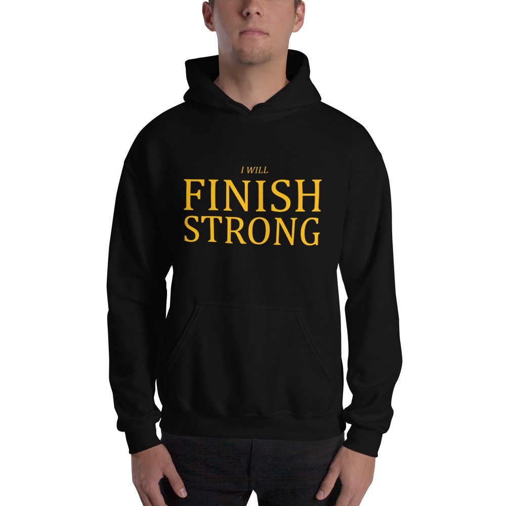 "I Will Finish Strong" by Brad Cousino Hoodie, Yellow Logo