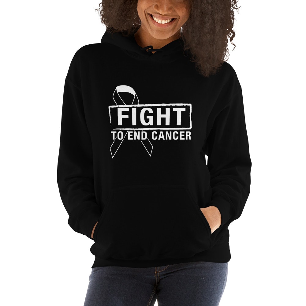 Fight To End Cancer by Mitchell Cairns Women’s Hoodie, White Logo